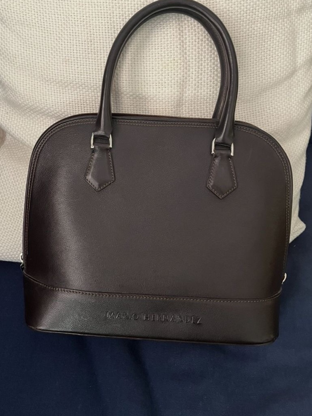 Mario Hernandez Dark Brown Structured Leather Satchel for Women